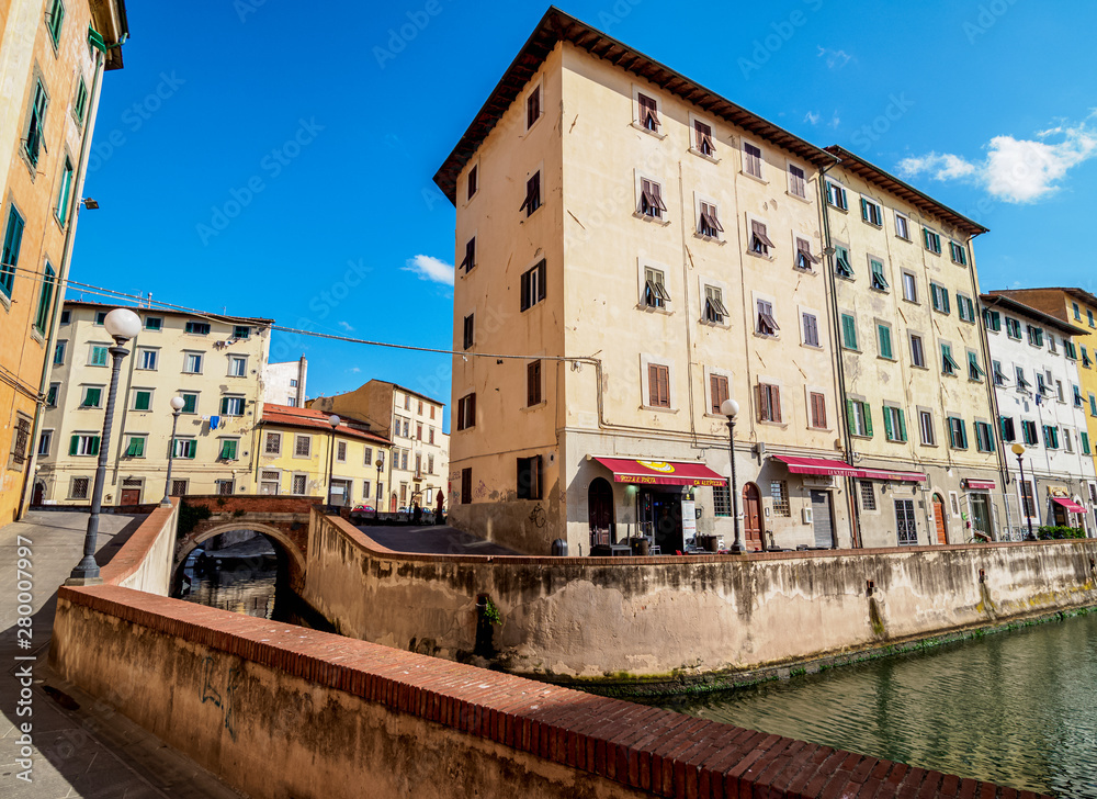 Canal in Venezia Nuova, Livorno, Tuscany, Italy