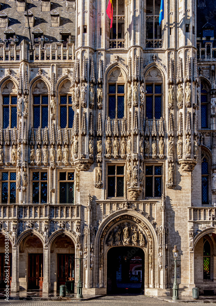 Town Hall at Grand Place, detailed view, UNESCO World Heritage Site, Brussels, Belgium