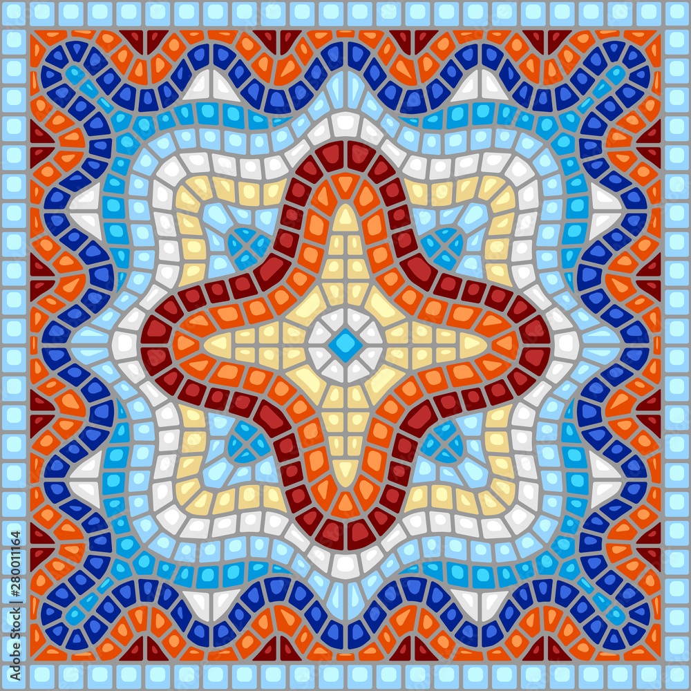 Ancient mosaic ceramic tile pattern.
