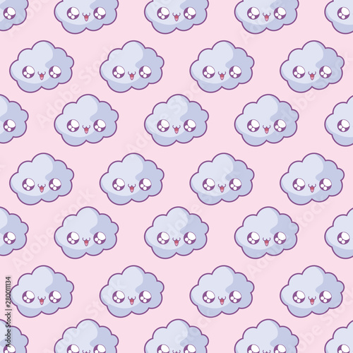 pattern of cute clouds kawaii style