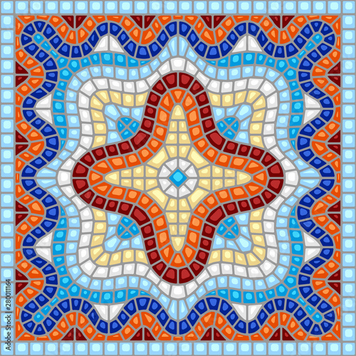 Ancient mosaic ceramic tile pattern.