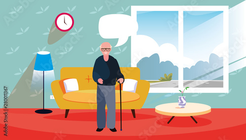 grandpa standing in the living room home