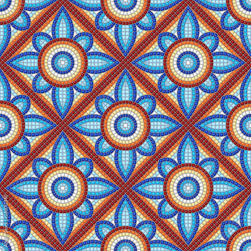 Ancient mosaic ceramic tile pattern.