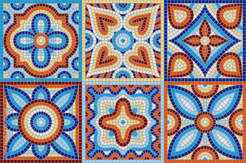 Ancient mosaic ceramic tile pattern.