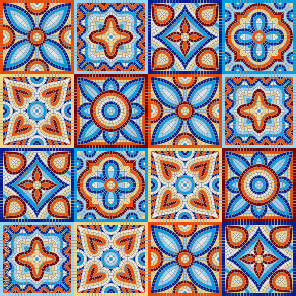 Ancient mosaic ceramic tile pattern.