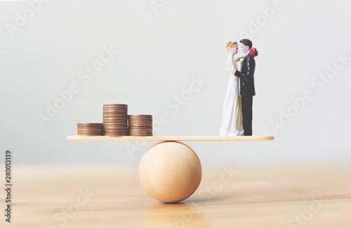 Obraz na plátně Financial save money for wedding. Prepare for marriage expenses