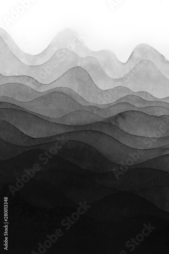 Graphic design element with flowing ink texture, hand drawn on isolated white background