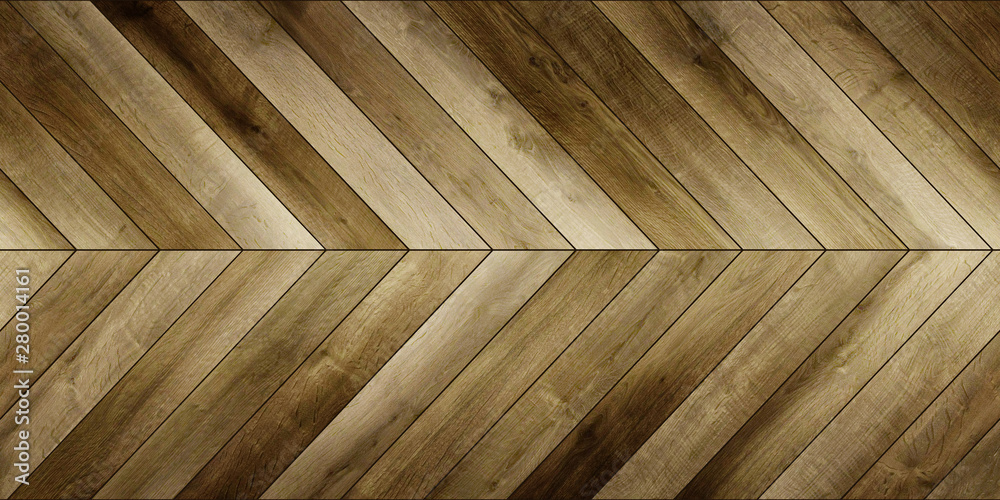 Fototapeta premium Seamless wood parquet texture horizontal chevron various brown