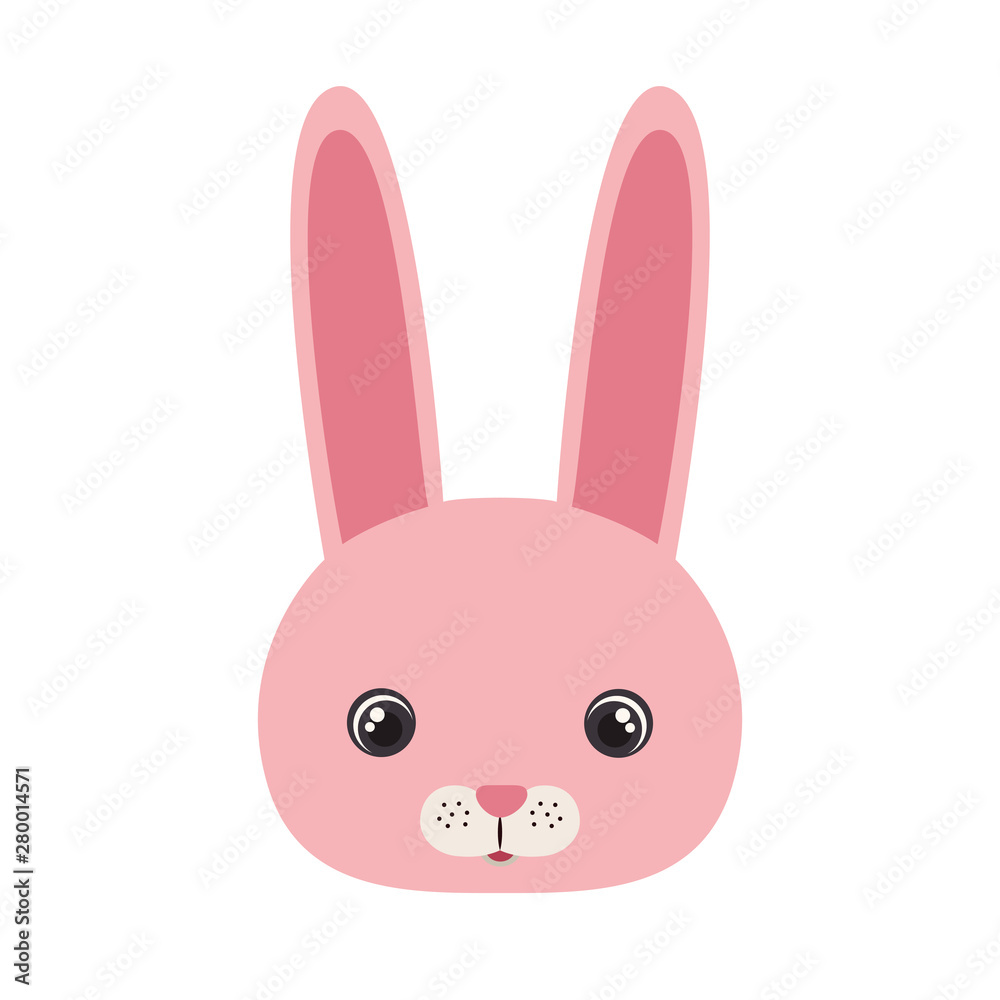 head of bunny for baby card with white background