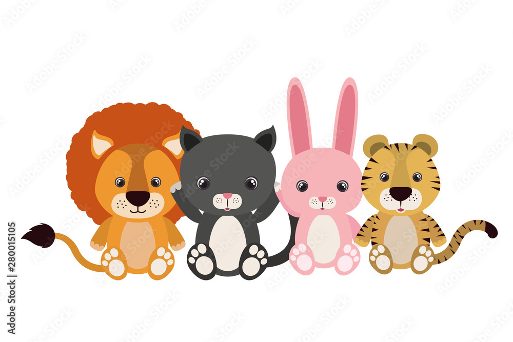cute animals for baby card on white background cute animals for baby card on white background