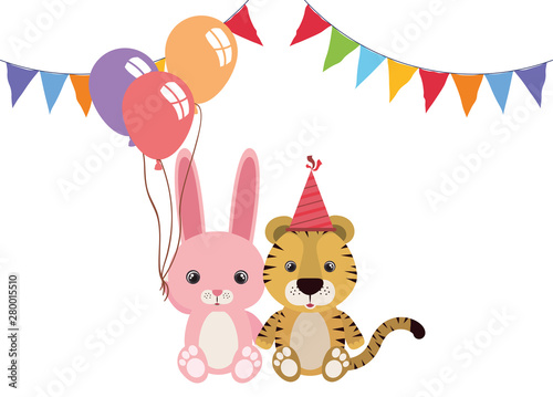 card of animals for baby on white background