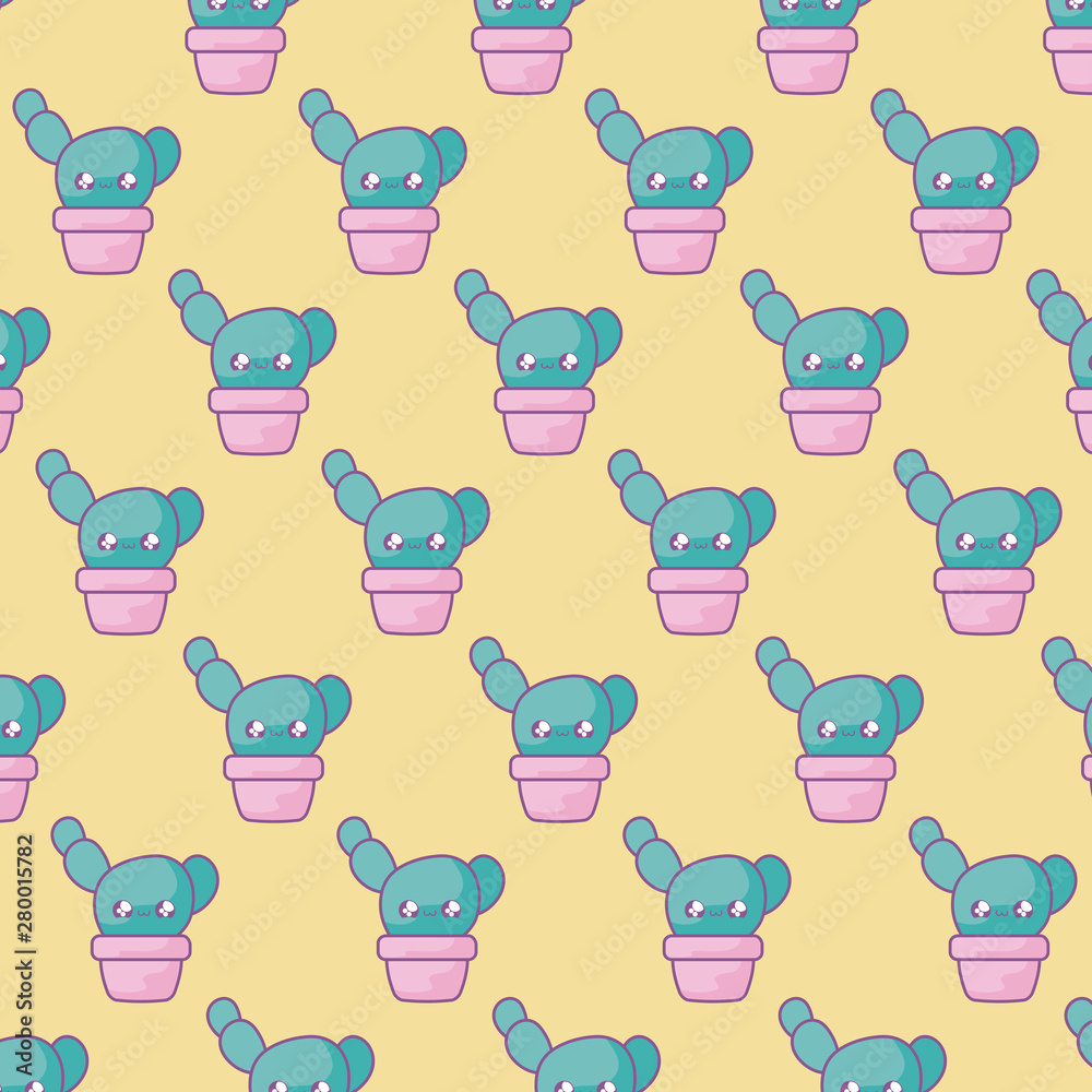 pattern of cactus tropicals in pot plant kawaii style pattern of cactus tropicals in pot plant kawaii style