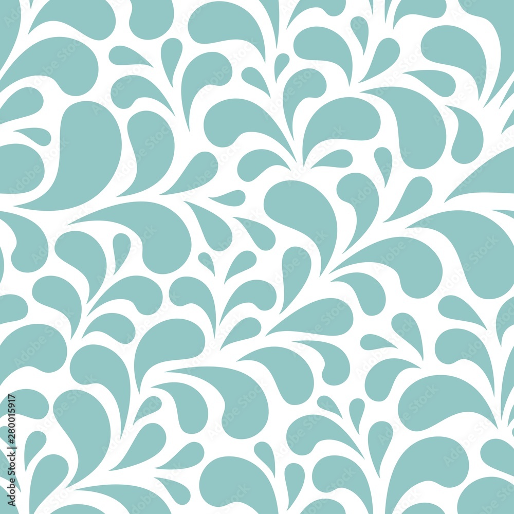 Seamless abstract pattern with blue and turquoise drops or petals on white background. Seamless abstract pattern with blue and turquoise drops or petals on white background.