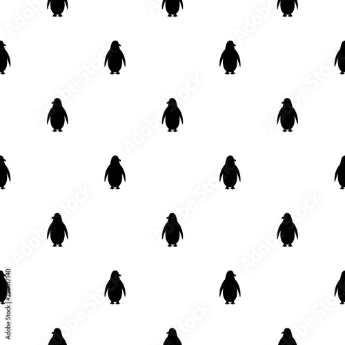 seamless pattern with antarctic penguin silhouettes. black standing pinguin ornament on white.