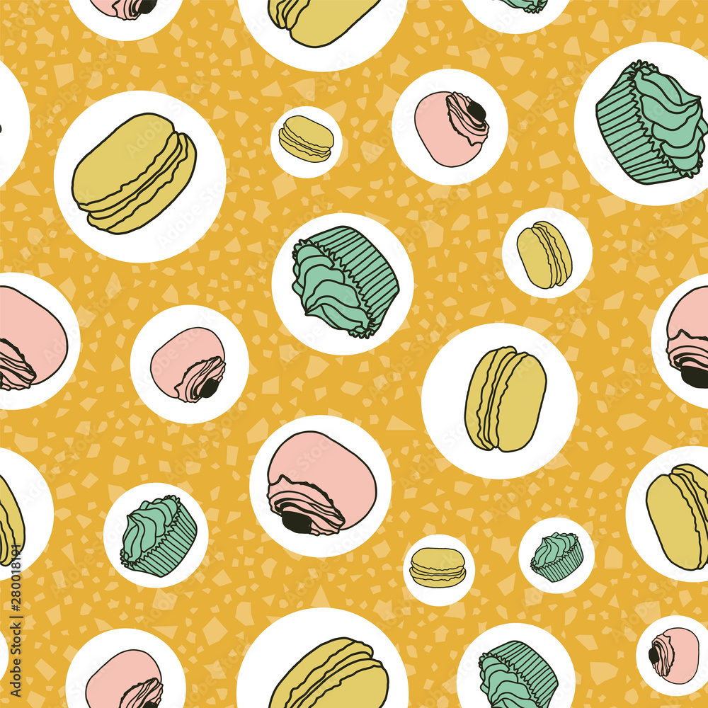 Retro cakes seamless pattern print background design - Vector Retro cakes seamless pattern print background design - Vector
