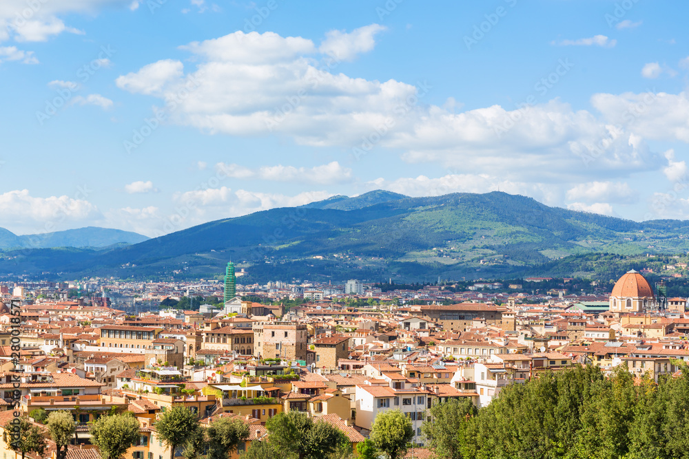 View of Florence with mountains