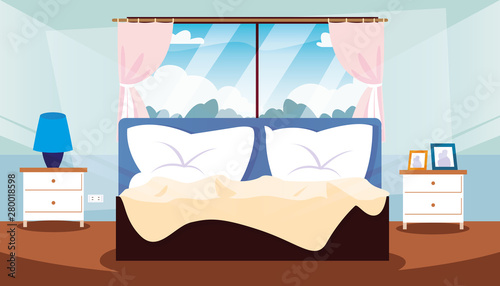 bedroom inside with bed and decoration