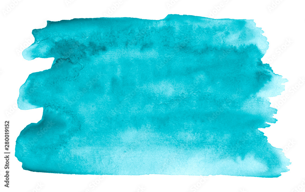 Obraz premium Blue azure Watercolor an isolated spot with divorces and borders. Frame with copy space for text.
