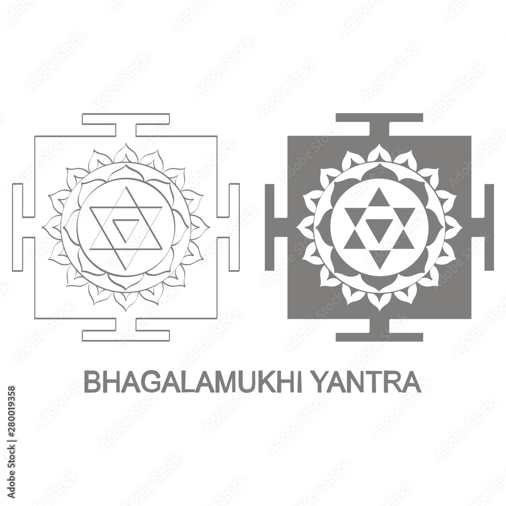 Vector icon with Bhagalamukhi Yantra Hinduism symbol Vector icon with Bhagalamukhi Yantra Hinduism symbol