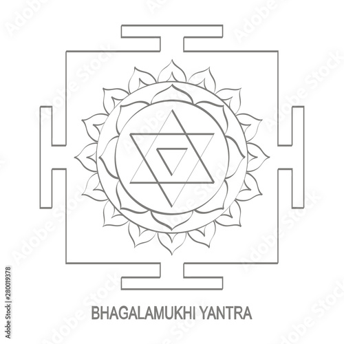Vector icon with Bhagalamukhi Yantra Hinduism symbol
