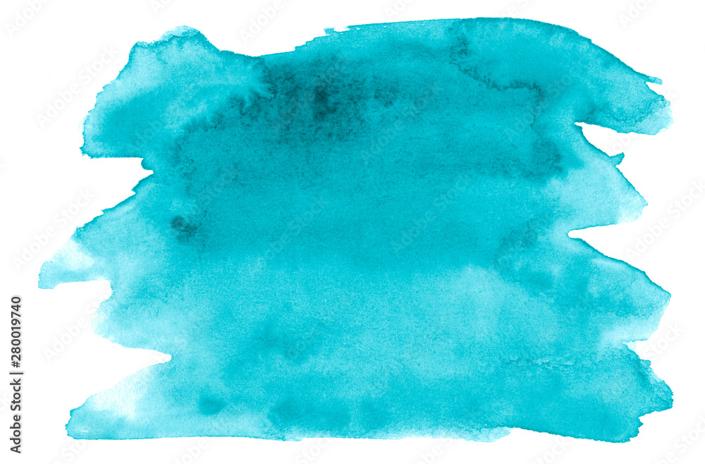 Obraz premium Blue azure Watercolor an isolated spot with divorces and borders. Frame with copy space for text.
