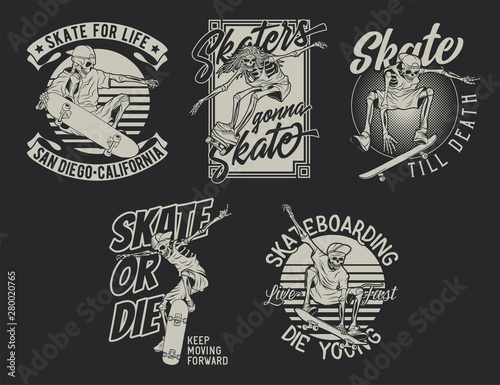 Vintage labels set. Hand drawn illustrations with lettering composition. Logotypes set. Monochrome illustrations.