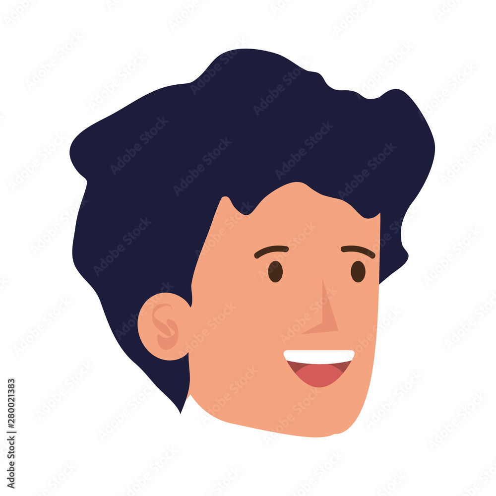 happy young man head character