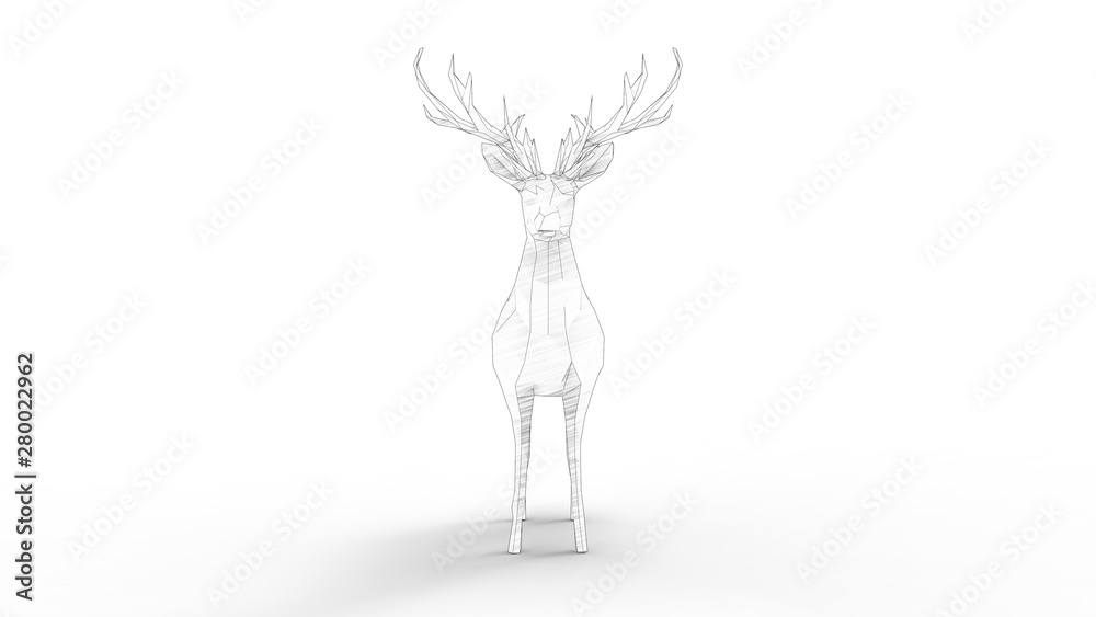 3d rendering of a polygon deer isolated in white studio background 3d rendering of a polygon deer isolated in white studio background