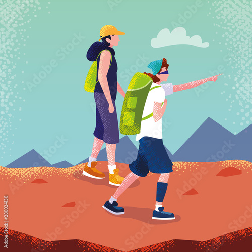 men traveler in landscape avatar character