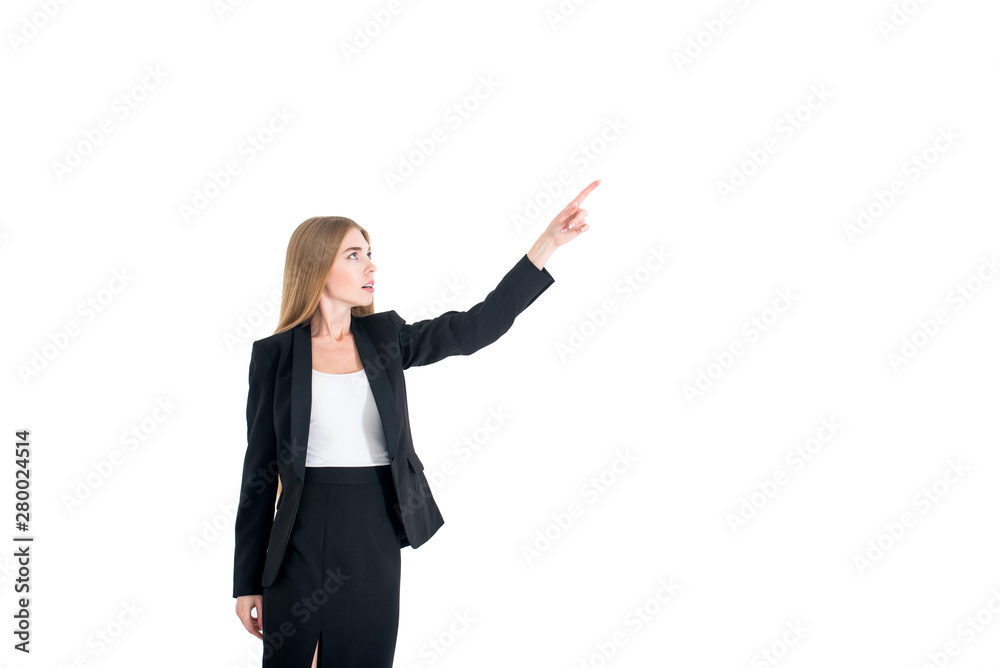 Classic studio portrait of smiling positive business woman on white background. Isolated Classic studio portrait of smiling positive business woman on white background. Isolated