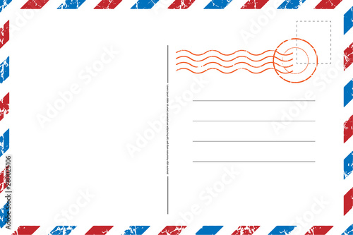 Blank vintage post card template with stamp.vector illustration