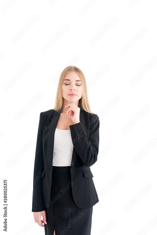Classic studio portrait of smiling positive business woman on white background. Isolated Classic studio portrait of smiling positive business woman on white background. Isolated