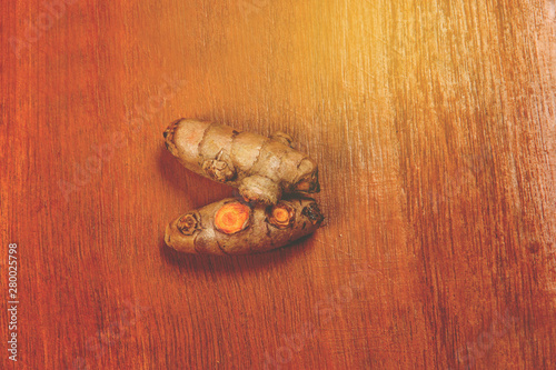 turmeric  curcuma  on wooden background