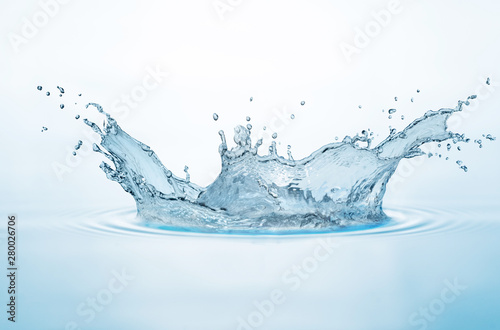Blue water  water drop splash isolated on white background