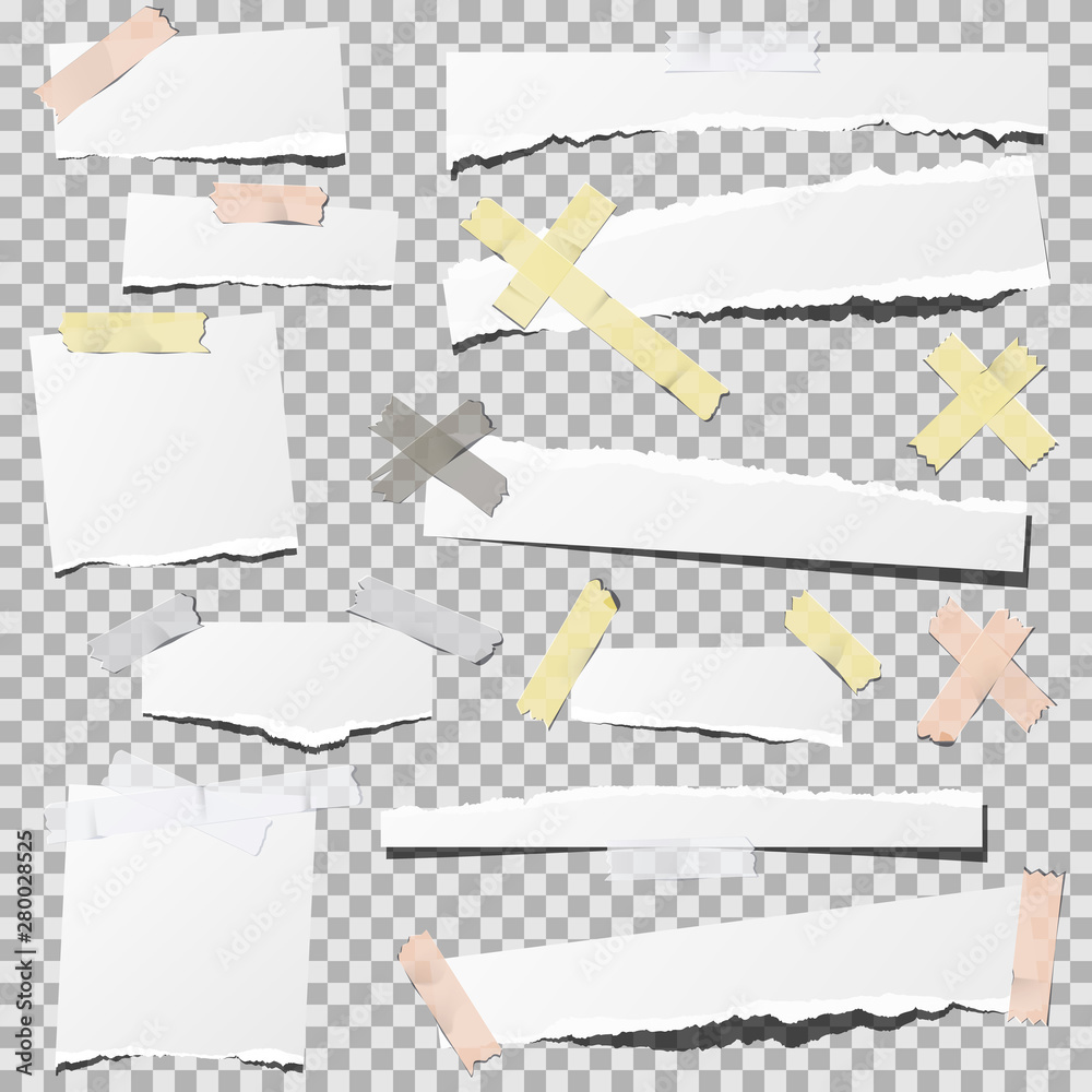 Torn paper with adhesive tape, isolated. Torn paper with adhesive tape, isolated.