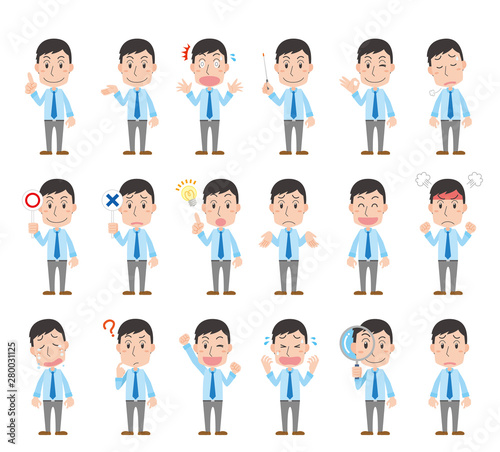 ワイシャツ　ネクタイ　会社員　男性サラリーマン　感情　表情　セット