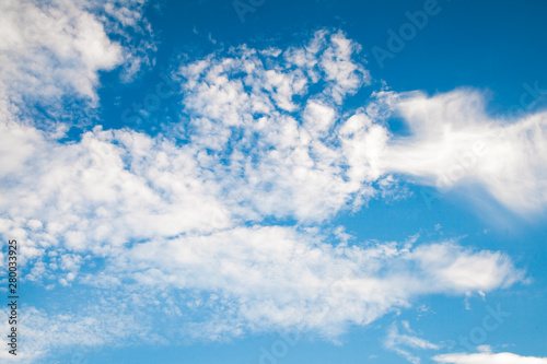 Sky daylight. Natural blue sky composition with clouds. Element of design.