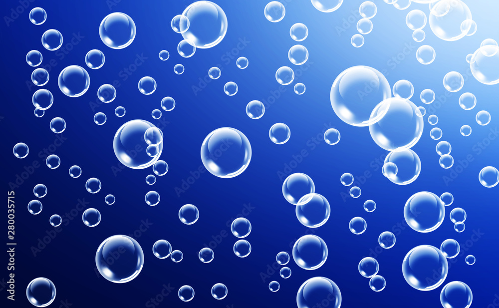 Frame filled with white bubbles on blue gradient background.