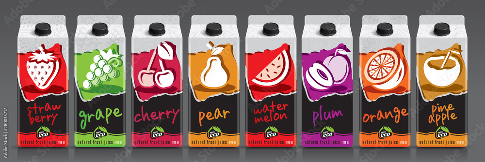 Obraz premium Ready design vector juice, fruit package set