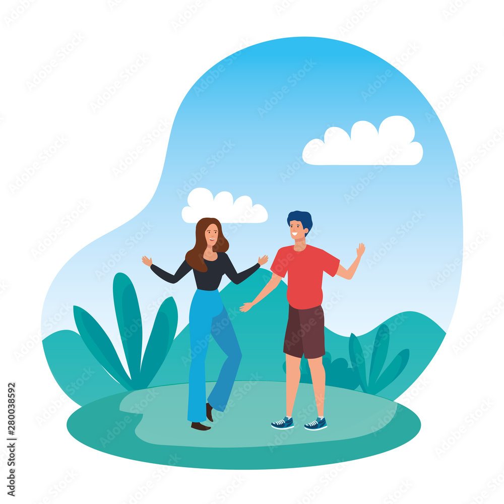 young lovers couple in the landscape young lovers couple in the landscape