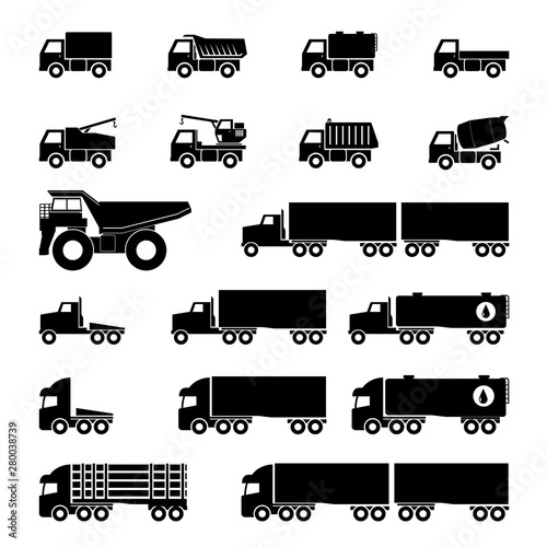 Trucks icons set	