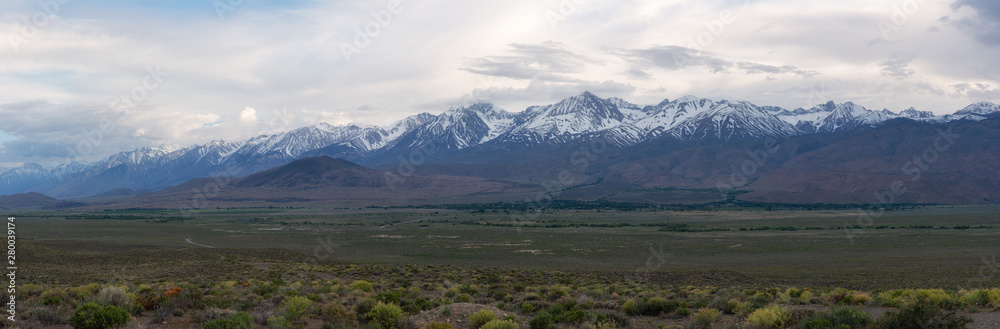 Sierra Nevada Mountain Range Panorama during the day