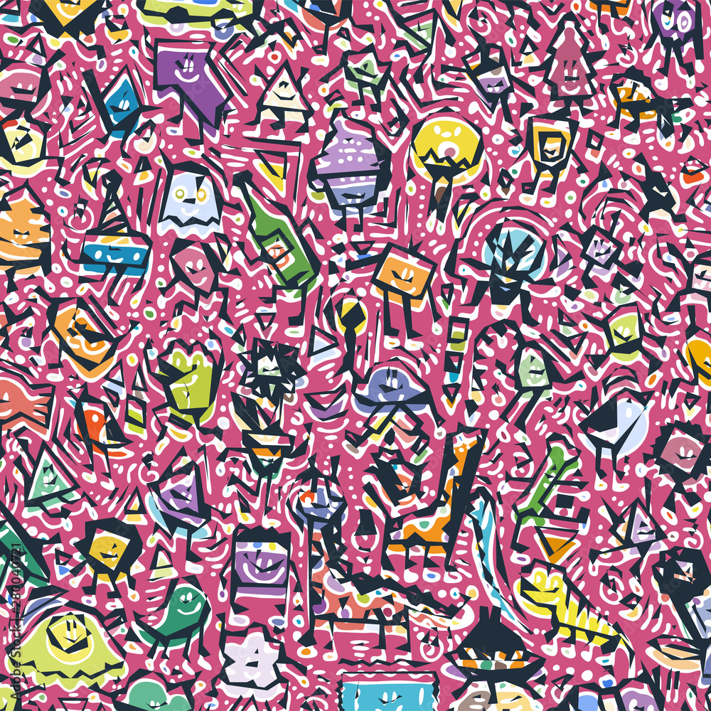 Naklejka premium Cartoon cute doodles hand drawn grunge illustration