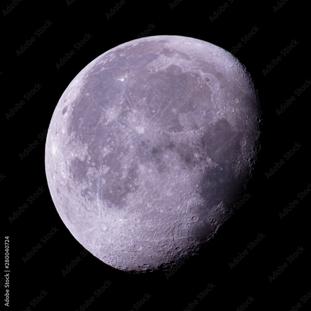 A close-up of the moon. The Visible surface of the waning moon is 84 percent. Taken in Spain on 7/21/19. A close-up of the moon. The Visible surface of the waning moon is 84 percent. Taken in Spain on 7/21/19.