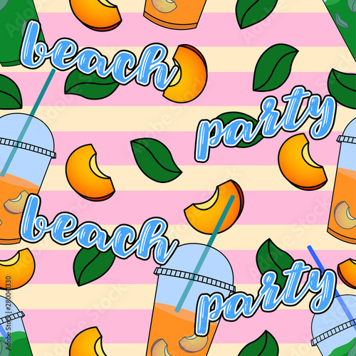 vector fruit cocktails beach party seamless pattern