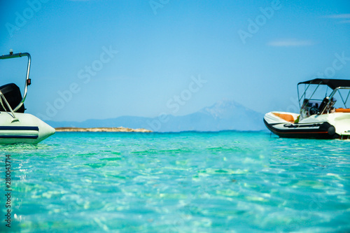 Bilde på lerret beautiful boat in the sea on nature background
