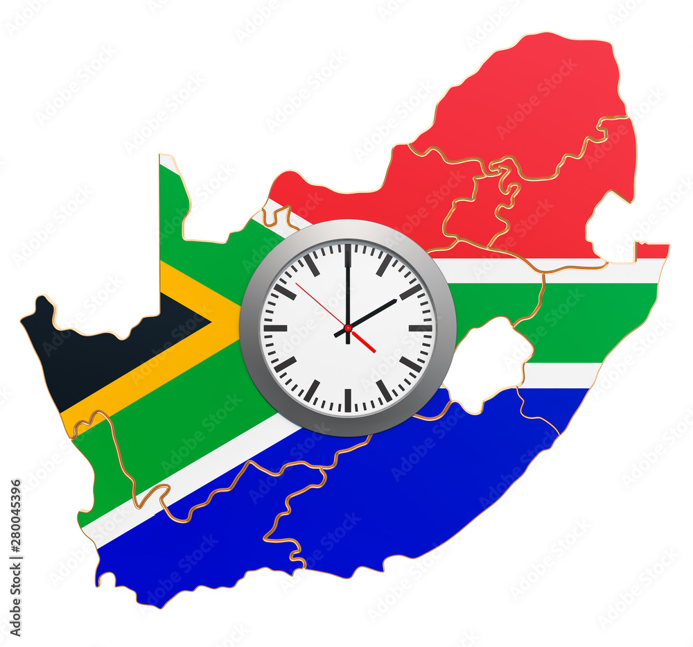 Time Zones in South Africa concept. 3D rendering Stock Illustration