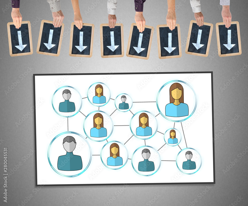 Social network concept on a whiteboard Social network concept on a whiteboard