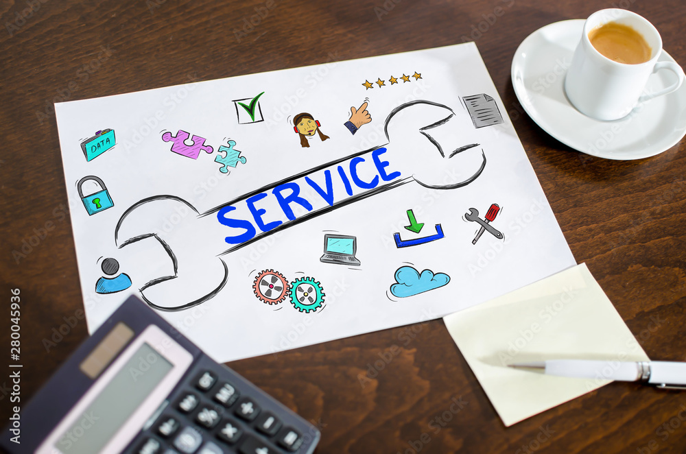 Customer service concept on a paper Customer service concept on a paper