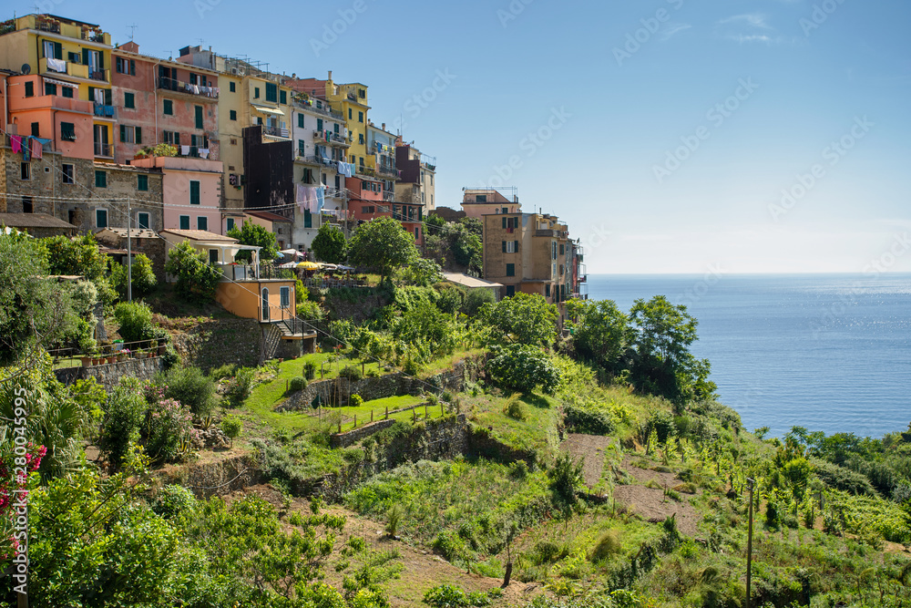 Corniglia town at Cinque Terre, Italy in the summer